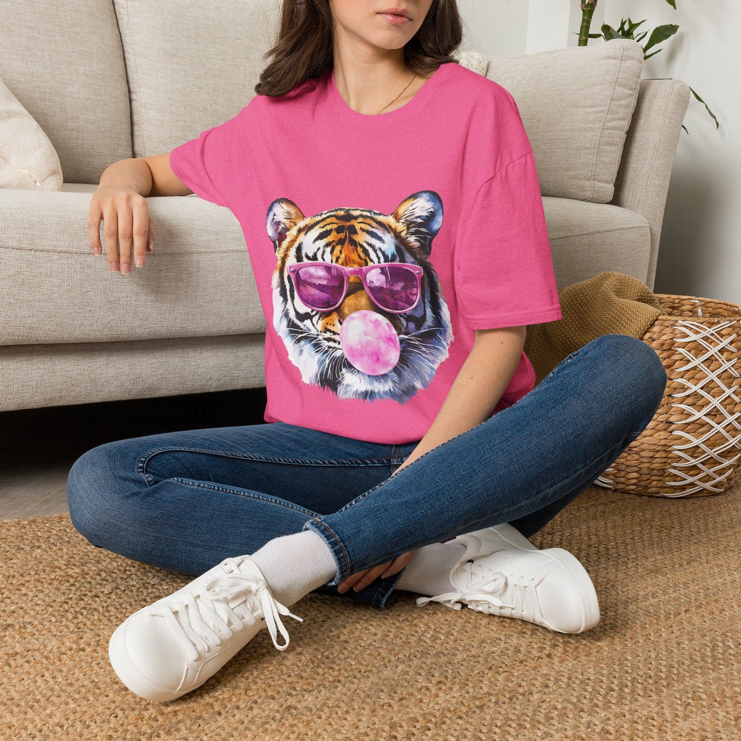Tiger with Sunglasses T-Shirt — Fun Bubblegum Graphic Tee